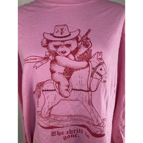 Teddy Fresh Pink Long Sleeve Shirt  Size M "The Thrill Is Gone" Cowboy  Cotton - Picture 2 of 8